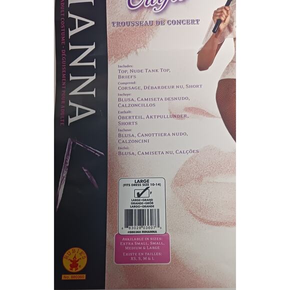 Rihanna Concert Outfit Adult Costume Large (10–14) Top, Nude Tank & Briefs New - Picture 8 of 9